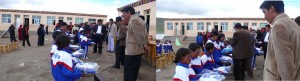 17 sponsored students receiving Hygiene Kits (basin, towel, soap, toothbrush, tooth paste, comb, cup and study supplies (pencils, pencil box, notebooks)